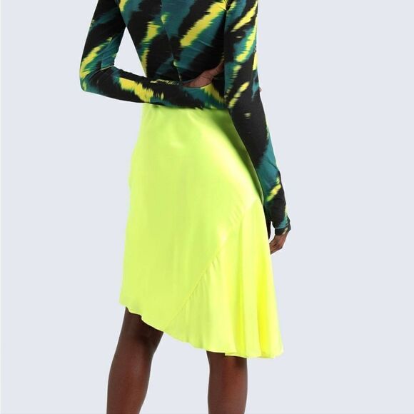 Helmut Lang Neon Yellow Midi Skirt 8 - Picture 3 of 4